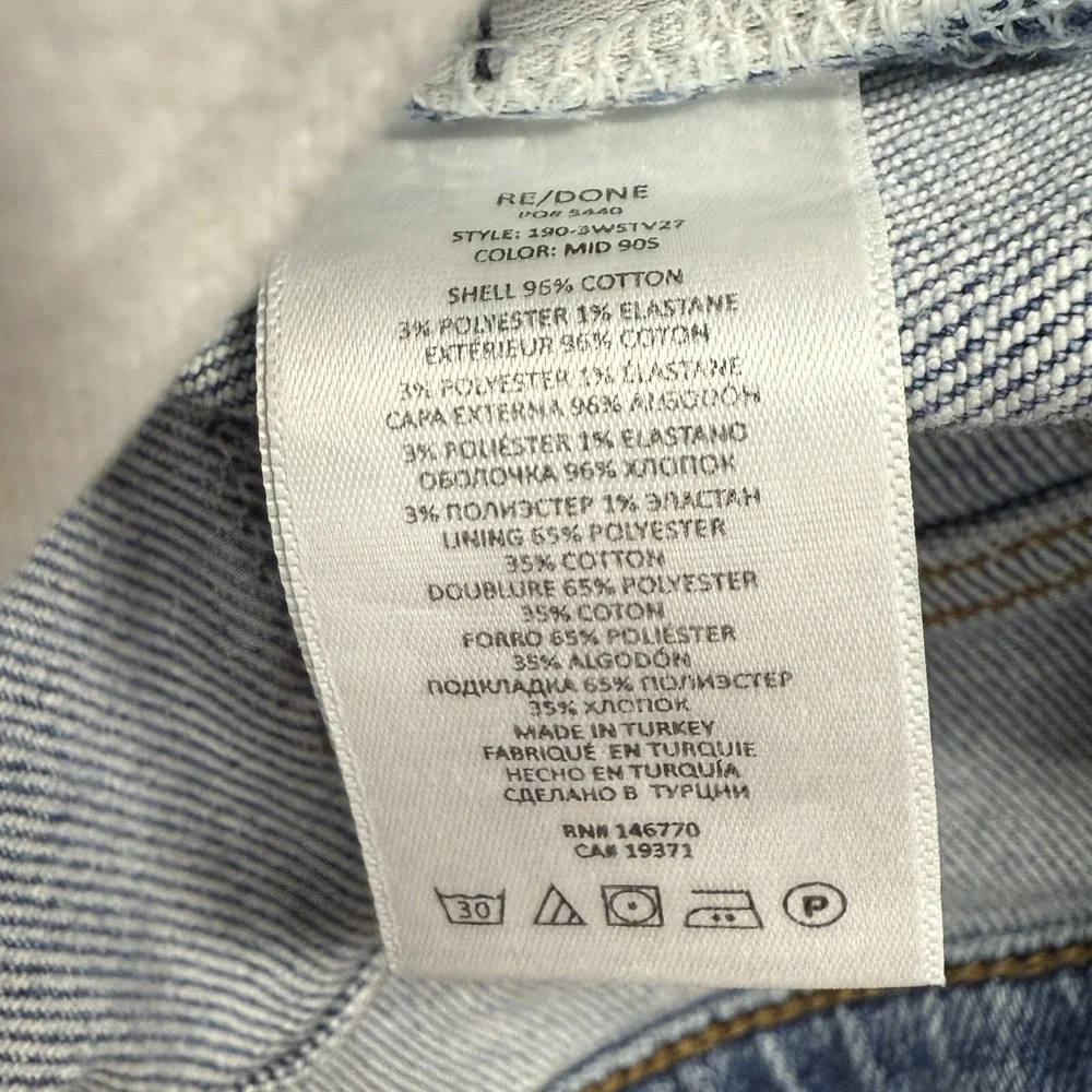 Re/done Jeans‎ Womens Straight High Rise 70s Stove Pipe 32 x 27 Ankle Button Fly